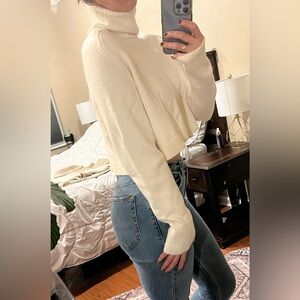 ZARA Cropped Turtleneck Sweater - Cream, Medium